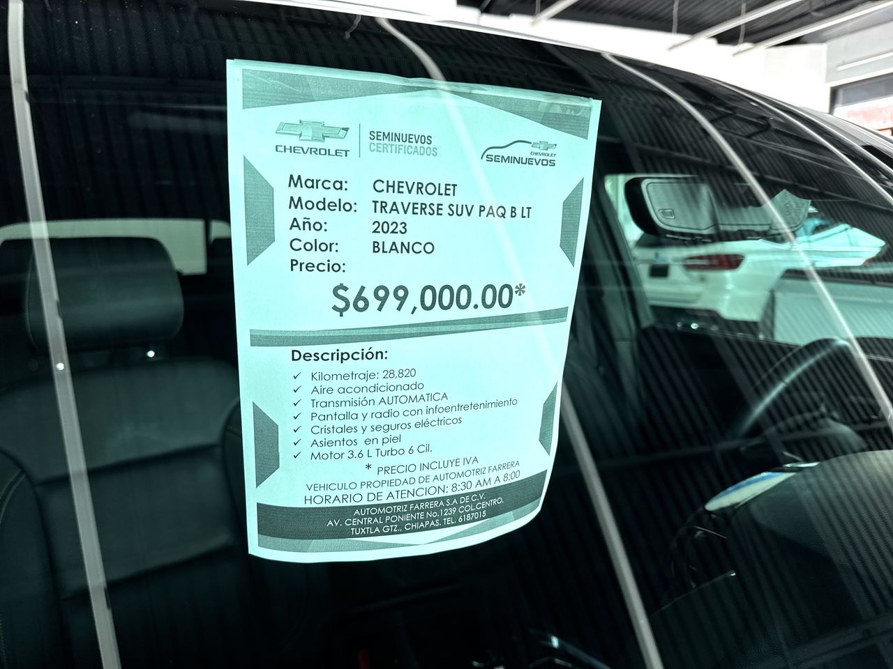 2023 Chevrolet Traverse 3.6 Lt 7 Pasajeros At