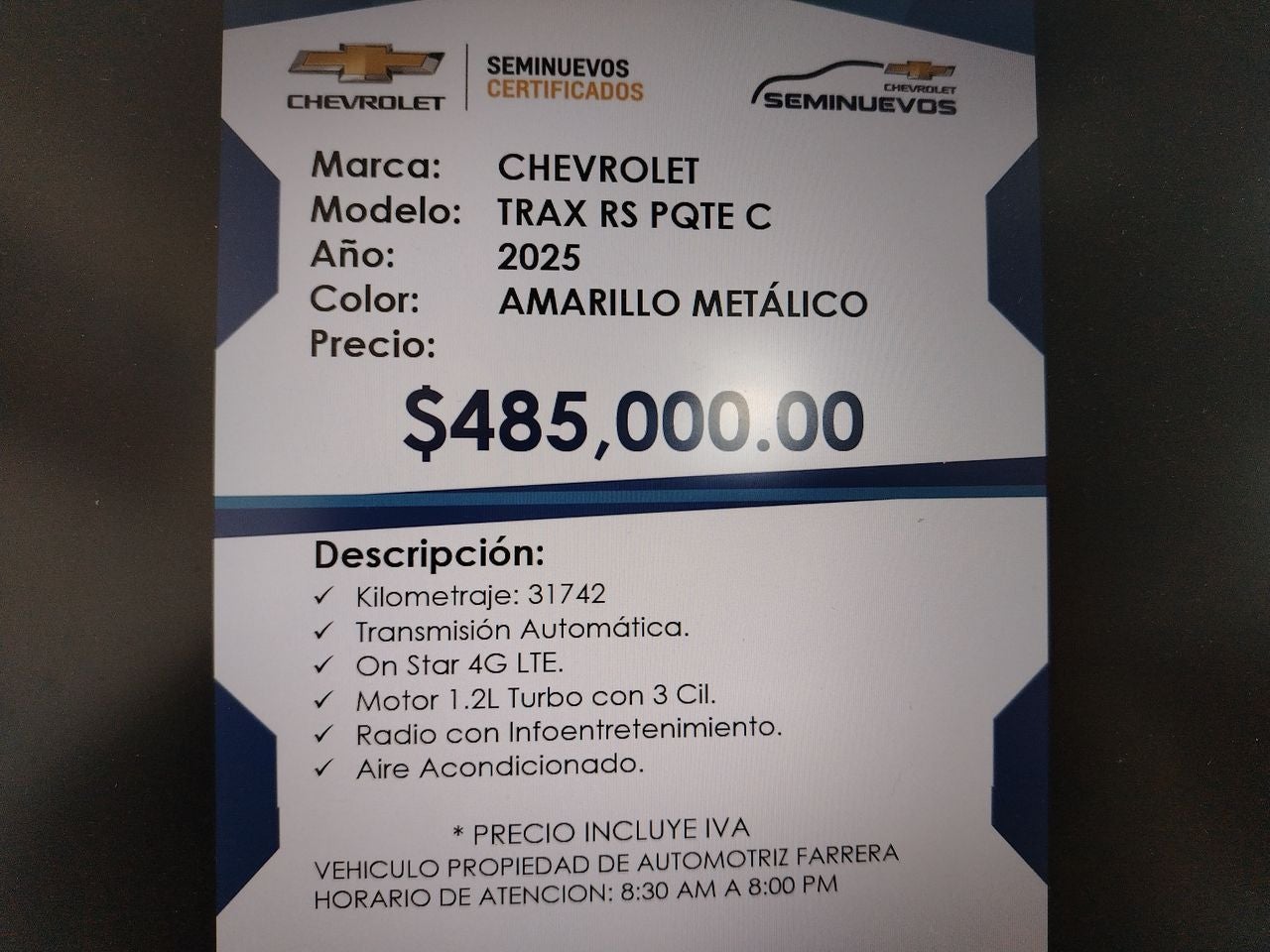 2025 Chevrolet Trax 1.2 Rs At
