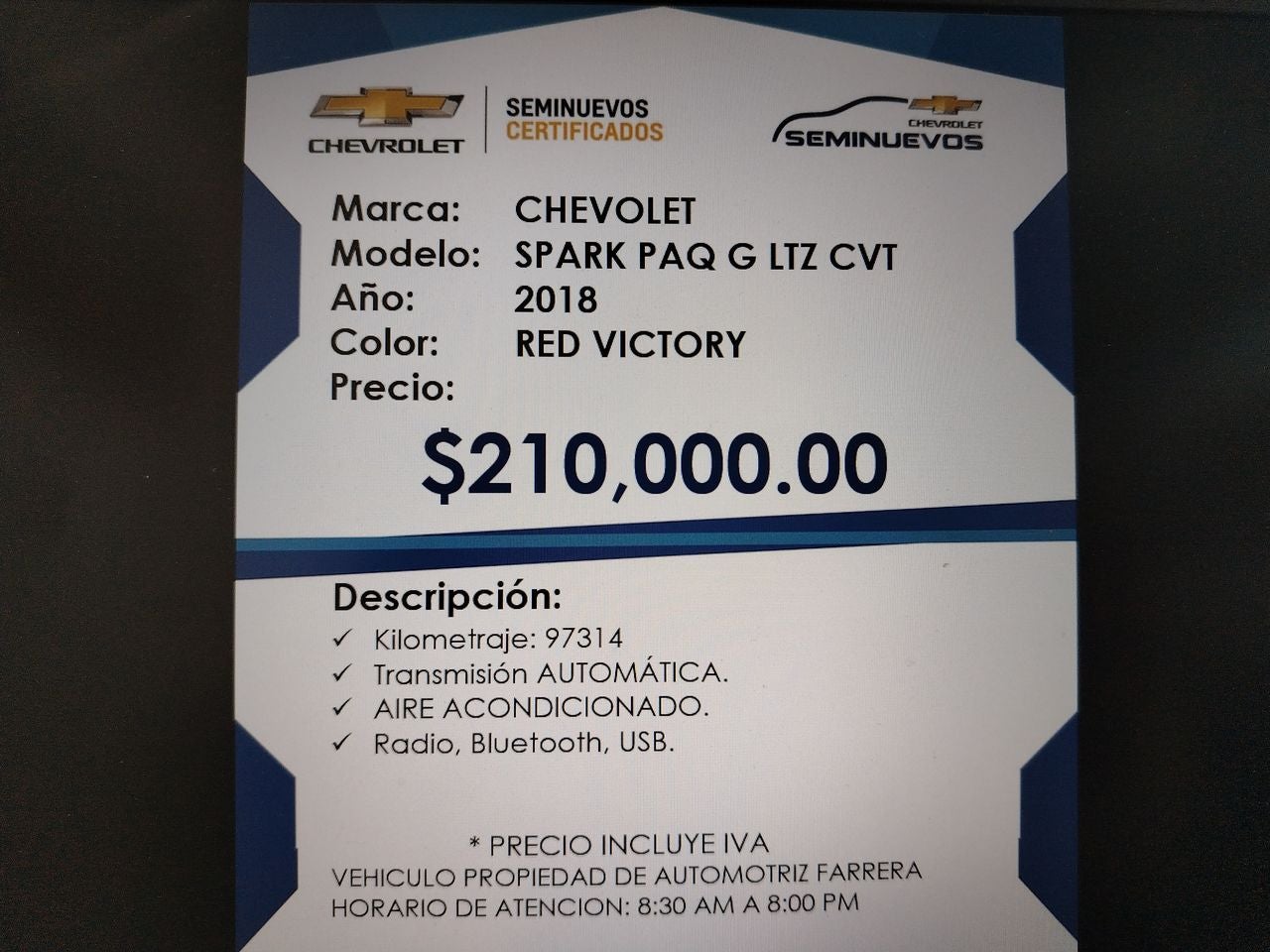 2018 Chevrolet Spark 1.4 LTZ At