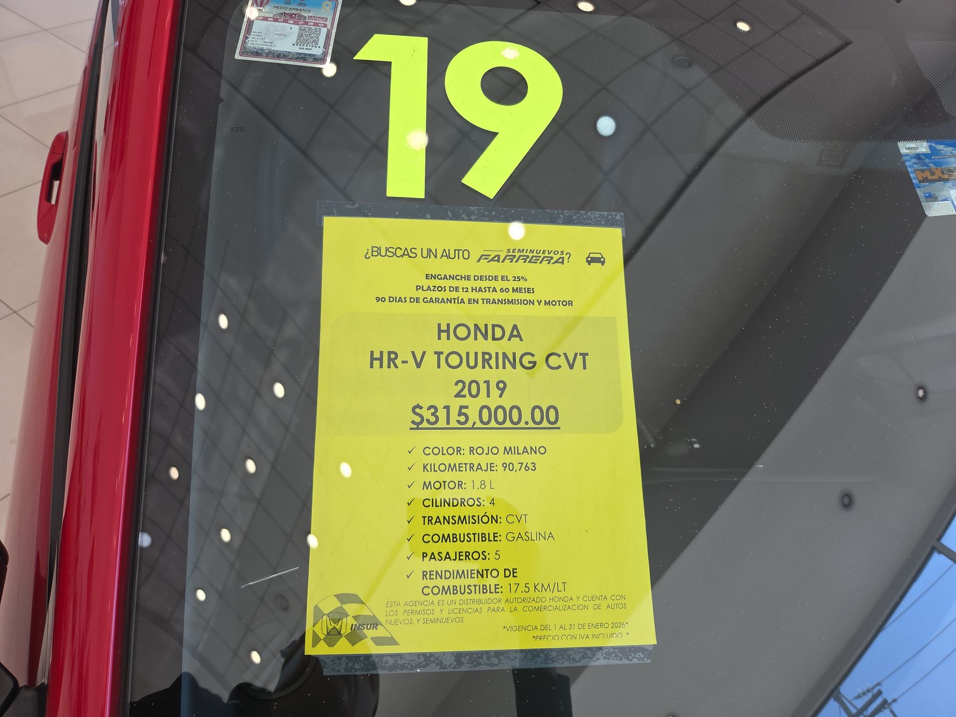 2019 Honda HR-V 1.8 Touring Piel Qc Cvt