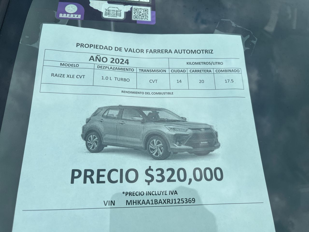 2024 Toyota Raize 1.0 Xle Cvt At